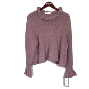 NWT Goodnight Macaroon Feminine Dusty Pink Ruffled Hem Knit Sweater Size Small